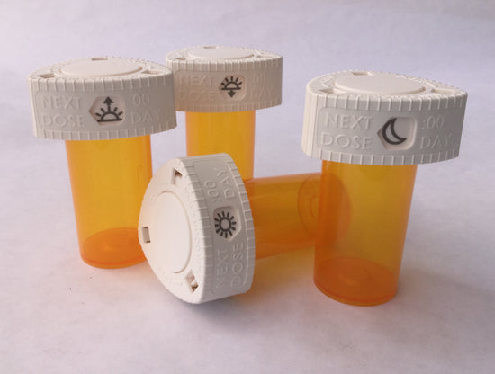Four international symbols signify meals and bedtime doses.  Users decide which symbols apply to their specific medication instructions.